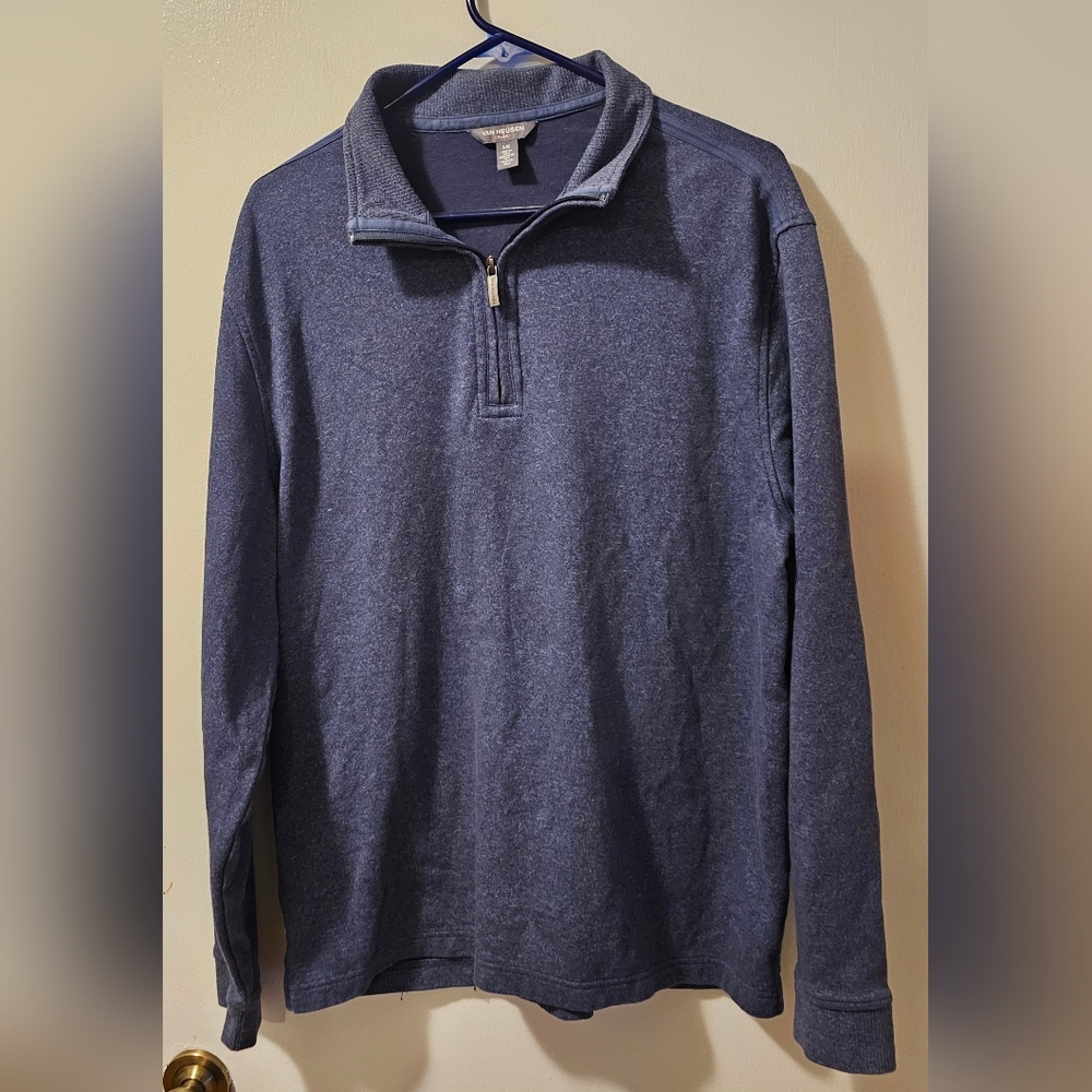Van Heusen Flex Men’s Size L Quarter Zip Pullover Long Sleeve Blue
